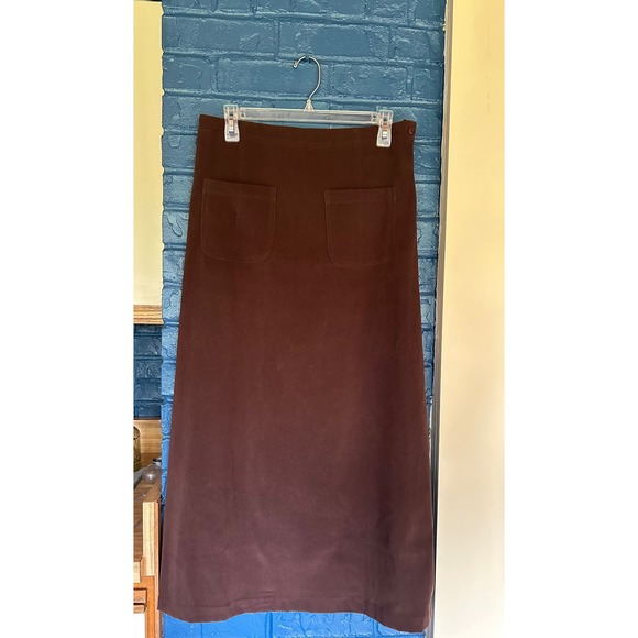 Denim &‎ Co. Brown Maxi Skirt Elastic Waist Pockets Career Casual - Picture 2 of 5